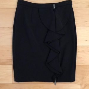 Zara zip front ruffle black pencil skirt